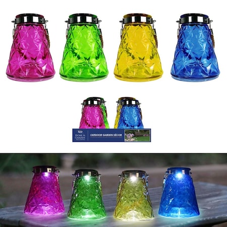 Alpine Alpine 7 in. Solar Power Glass Solar Textured Wasp Trap with LED Lights Assorted Solar Hanging Lante HGY440ABB-8